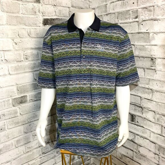 Greg Norman El Rio Golf Course Geometric Play Dry Outdoor Active Golf Polo Shirt - Picture 1 of 10
